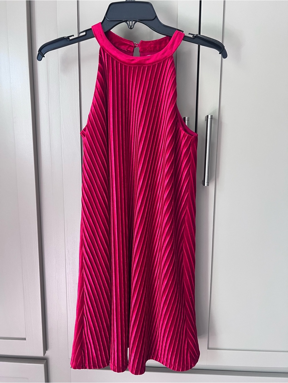 GB Girls Red Pleated Halter Neck Mini Dress - Size Large - Like New